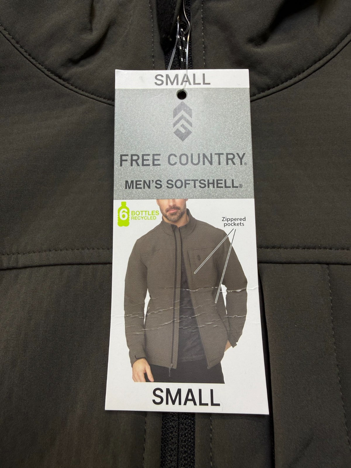 NWT Free Country Softshell Jacket Men's Small Brown Full-Zip Long Sleeve Outdoor