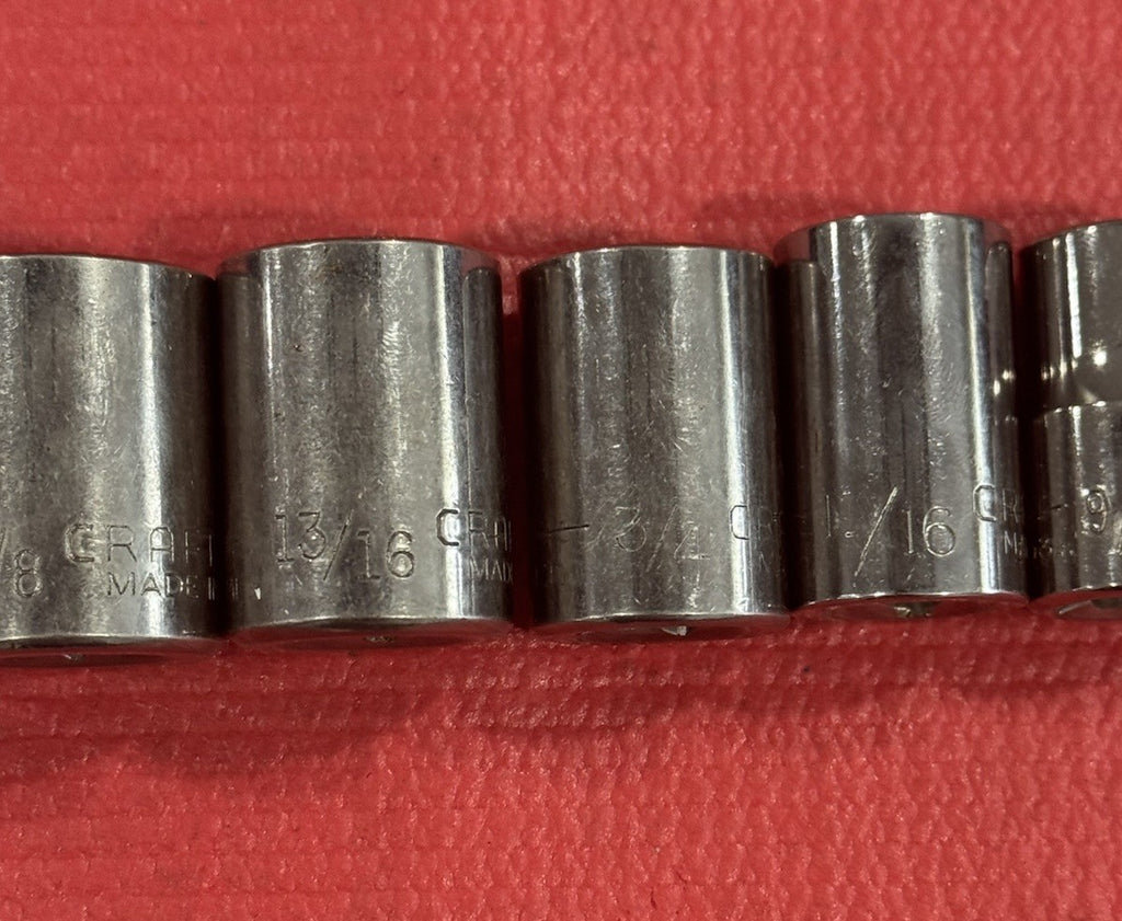 Vintage Craftsman 9pc Set 1/2" Drive 12PT  SAE Shallow Socket Set Made In USA
