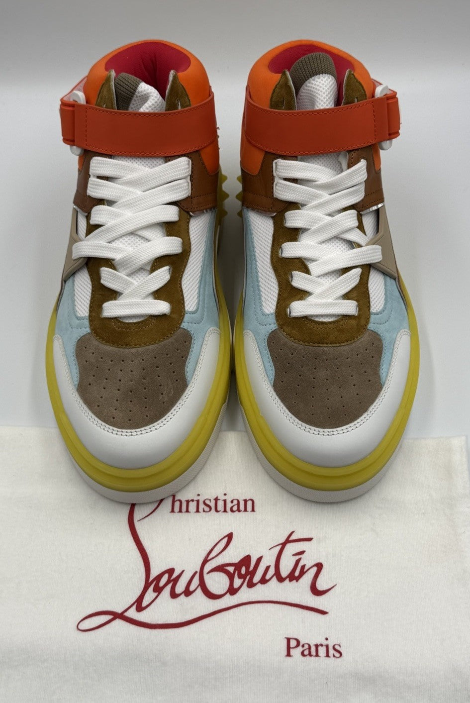 AUTHENTIC Christian Louboutin High Top Sneakers Red Sole Spikes Size 43 EU 10 US