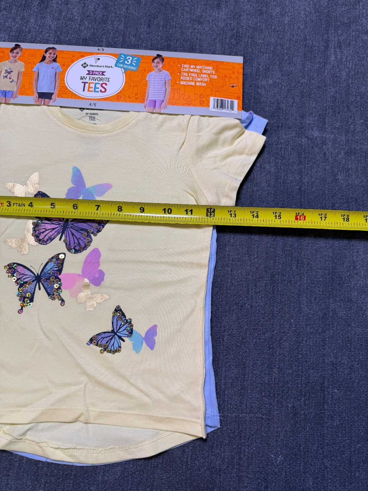NWT Member's Mark My Favorite T-Shirts Girls 4/5 Multi Short Sleeve - Lot of 3