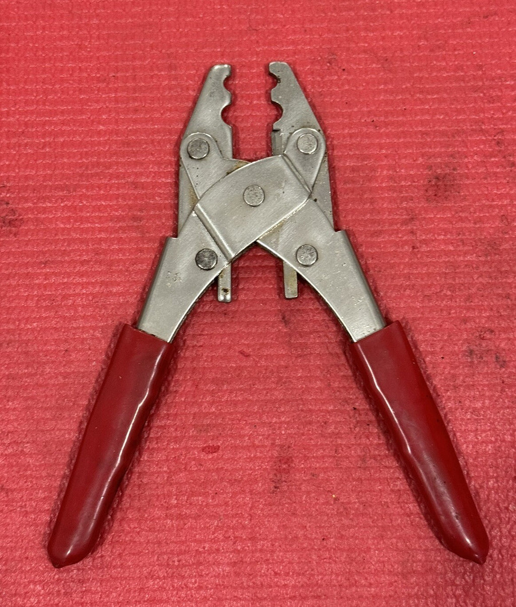 Vintage Professional Hex Coaxial Cable Crimping Connector Tool Red Coated Handle