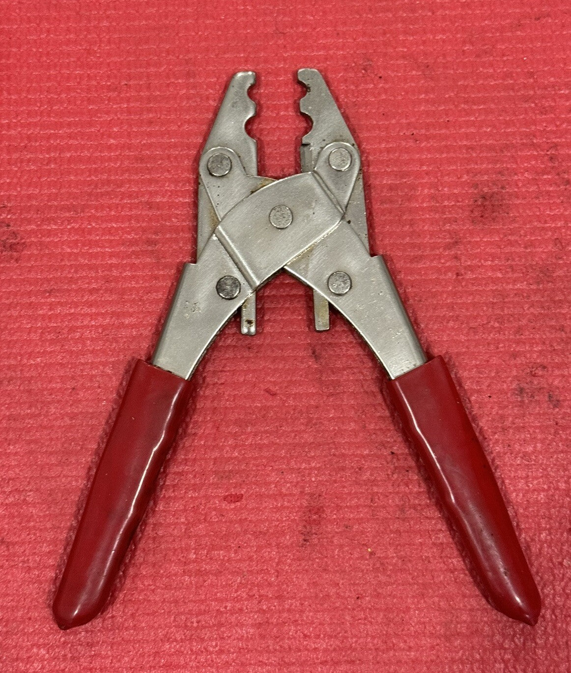 Vintage Professional Hex Coaxial Cable Crimping Connector Tool Red Coated Handle