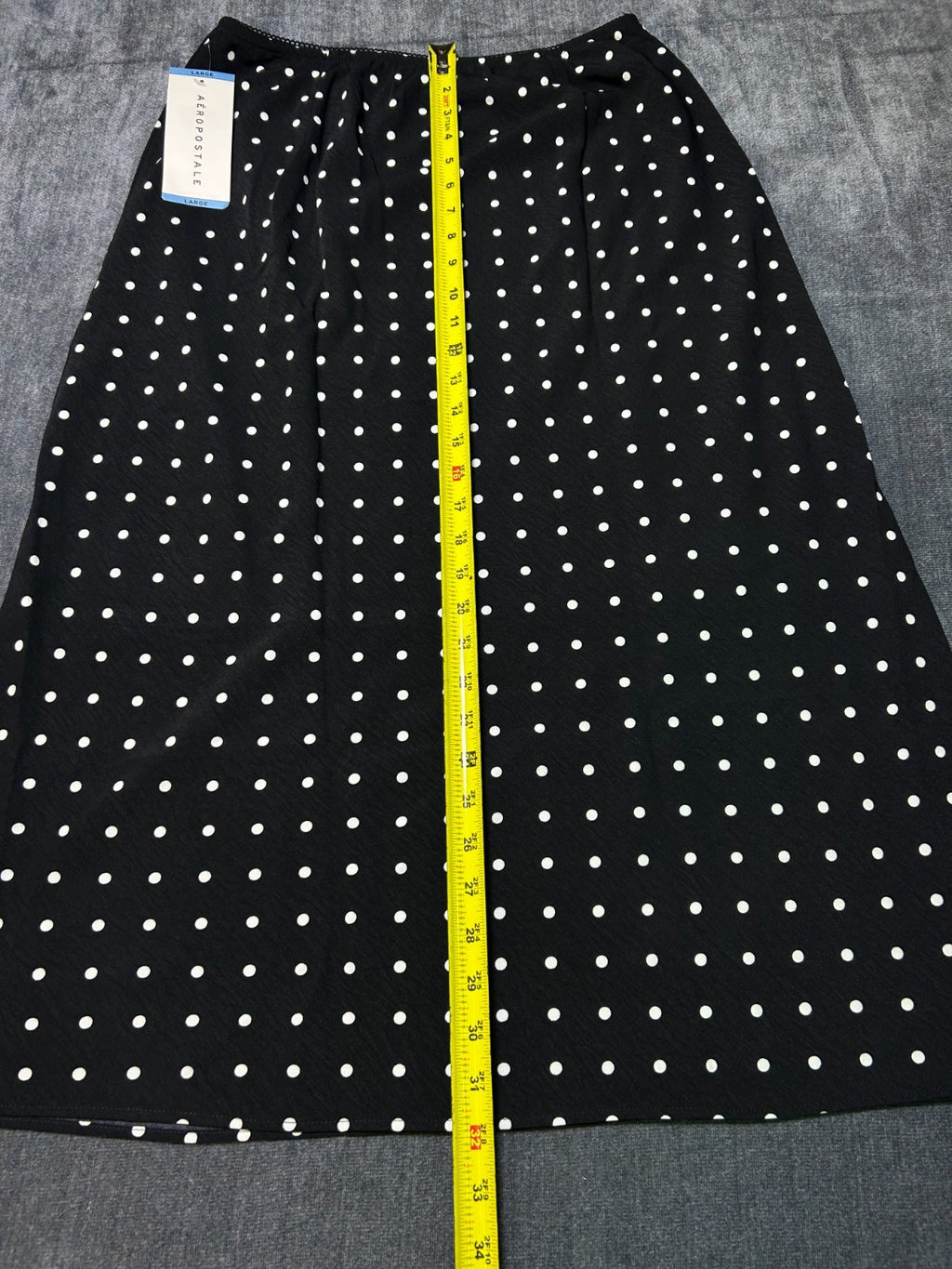 NWT Aeropostale Classic Polka Dot Maxi Slip Skirt Women's Large Black Preppy
