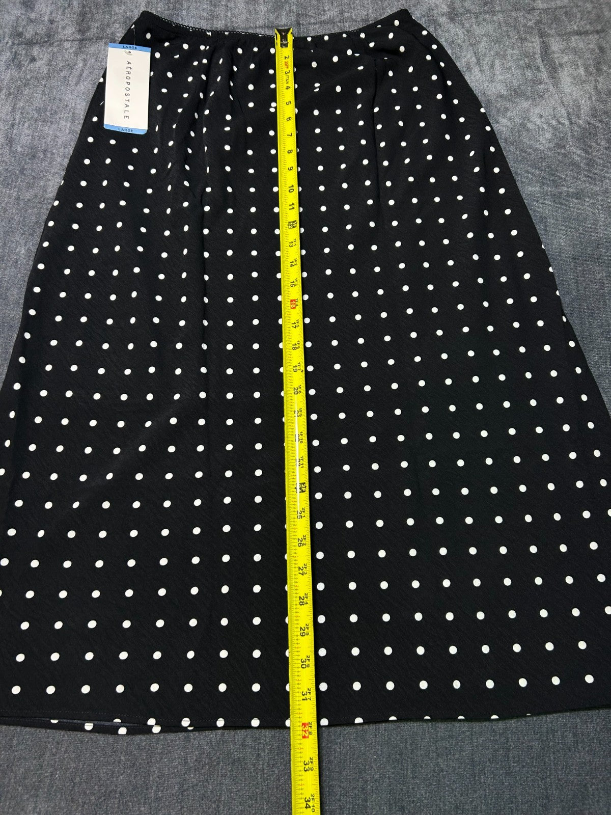 NWT Aeropostale Classic Polka Dot Maxi Slip Skirt Women's Large Black Preppy