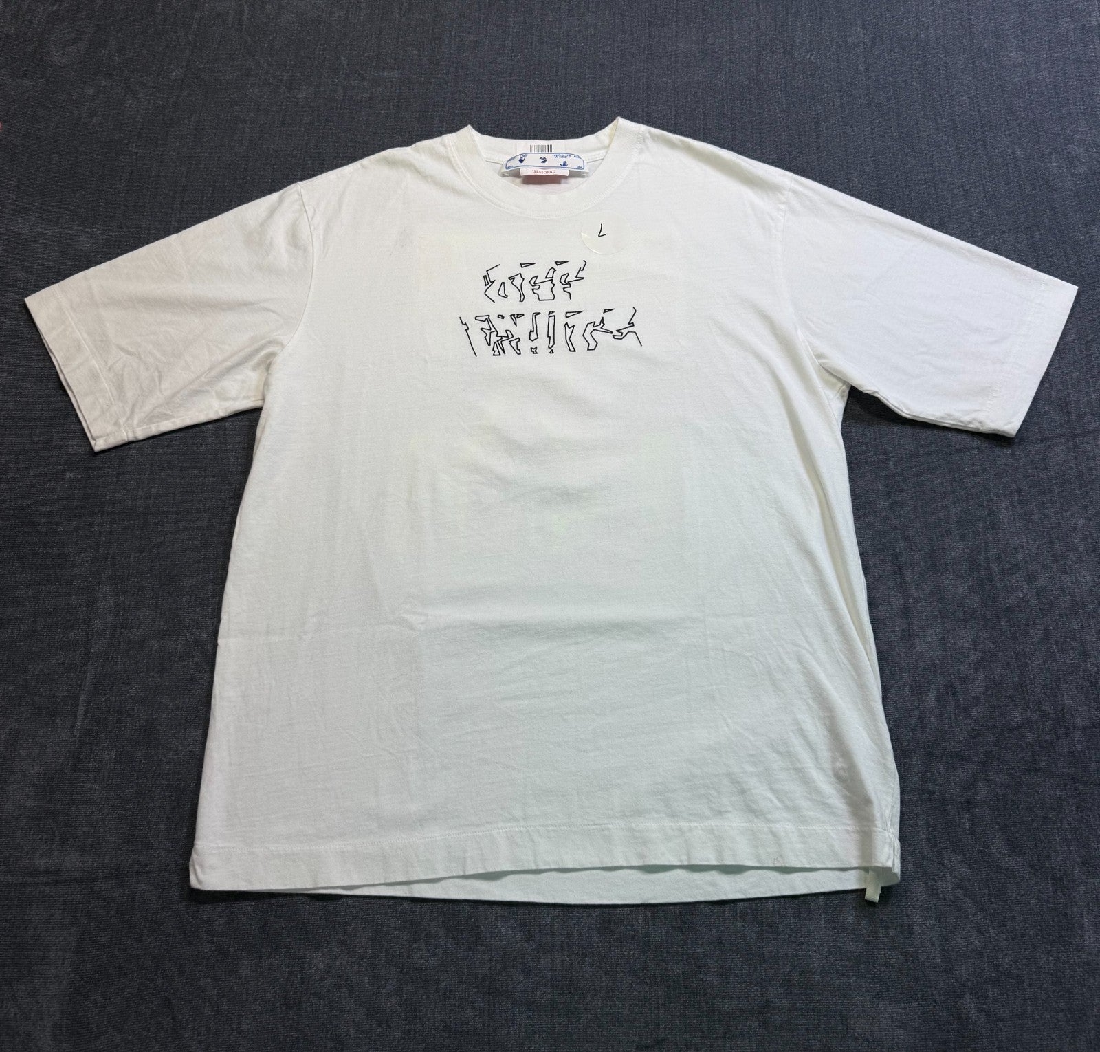 NWT Off-White Virgil Abloh Graphic T-Shirt Men's Large White Business Casual