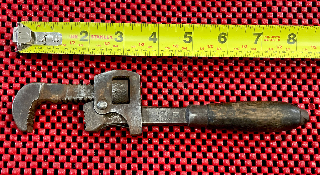 Vintage PEXTO Tools 8” Adjustable Pipe Wrench w/Wood Handle Made in USA M2