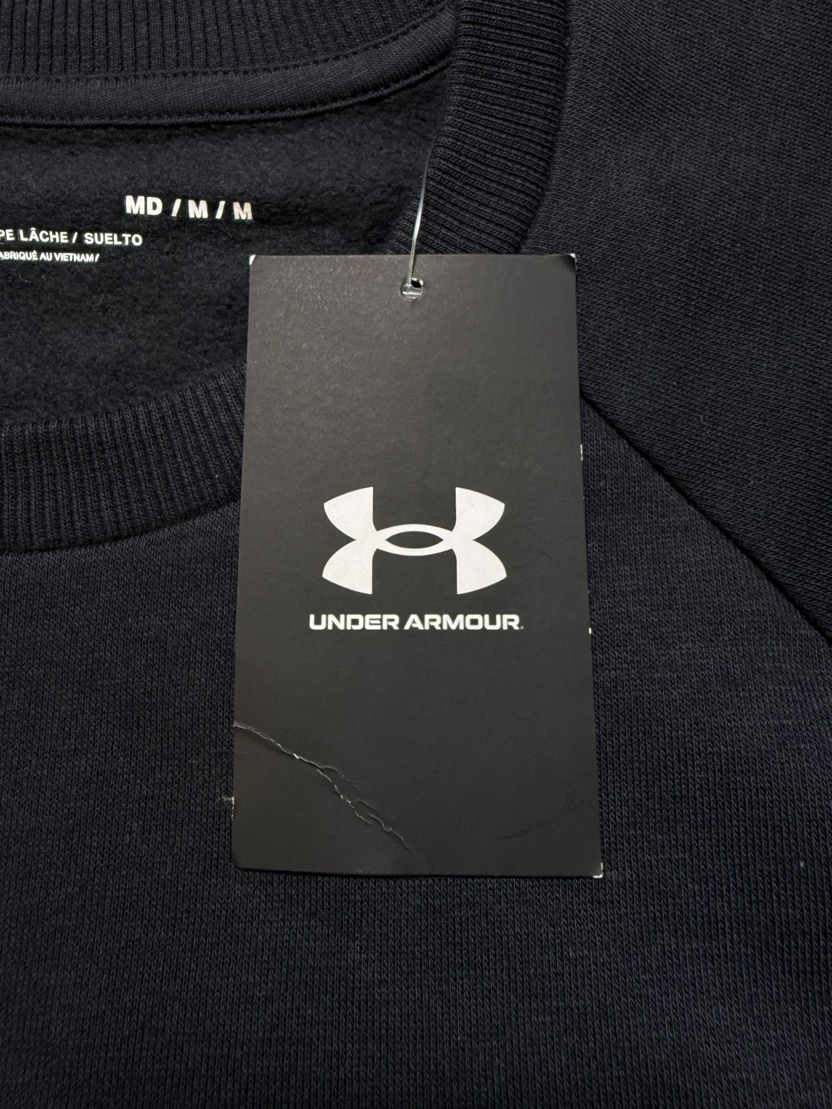 NWT Under Armour Rival Fleece Crew Sweatshirt Men's Medium Black Casual Pullover