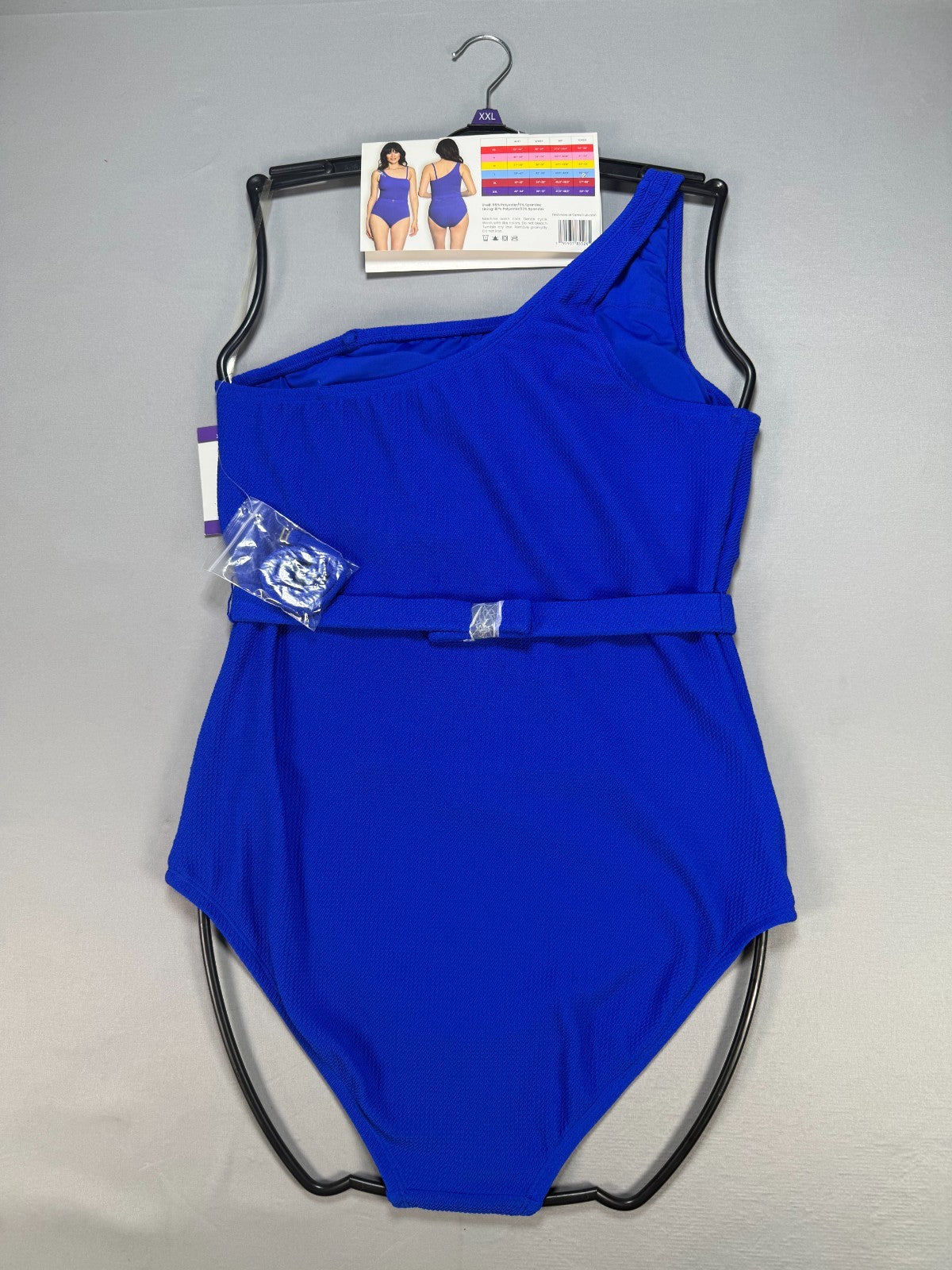 NWT Loft Asymmetrical Textured One-Piece Swimsuit Women's 2XL Blue Summer Beach