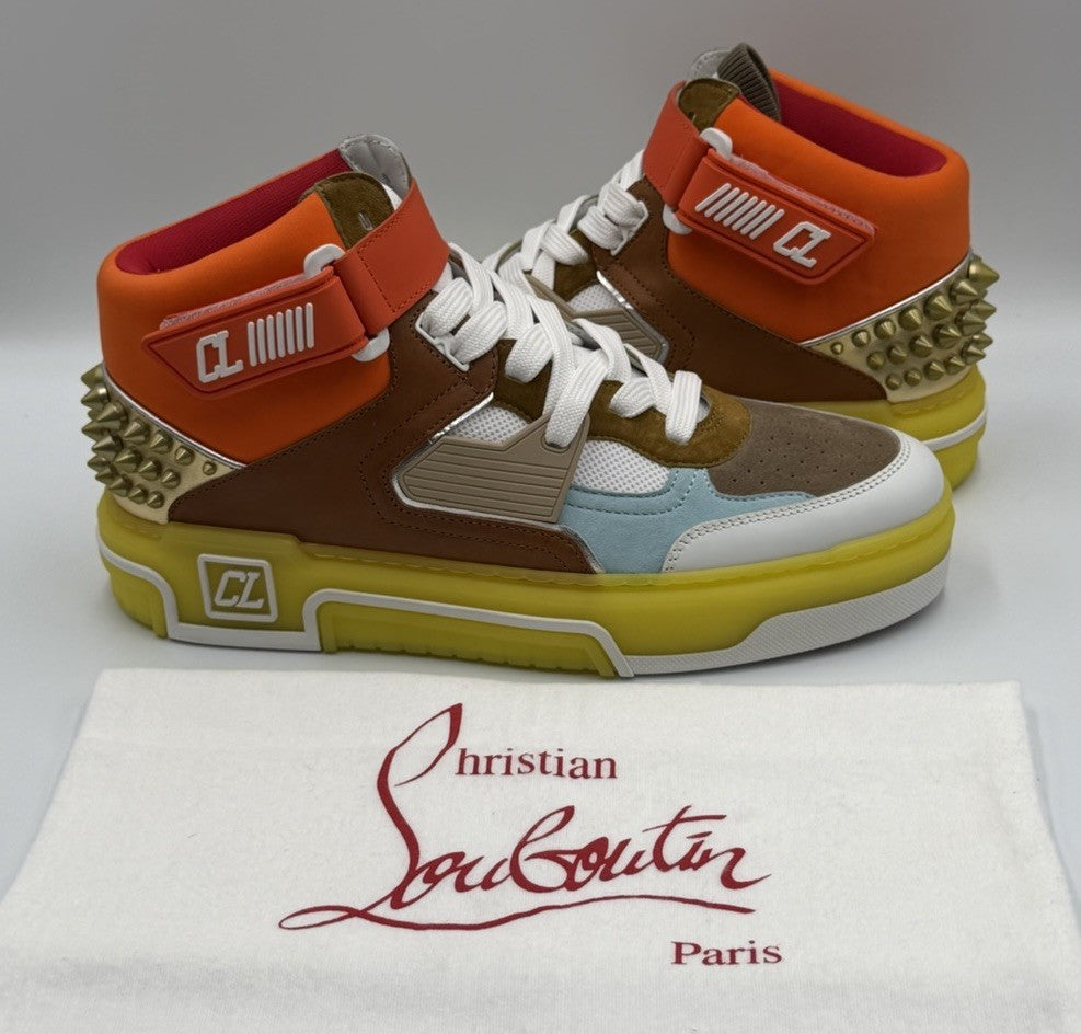 AUTHENTIC Christian Louboutin High Top Sneakers Red Sole Spikes Size 42 EU 9 US