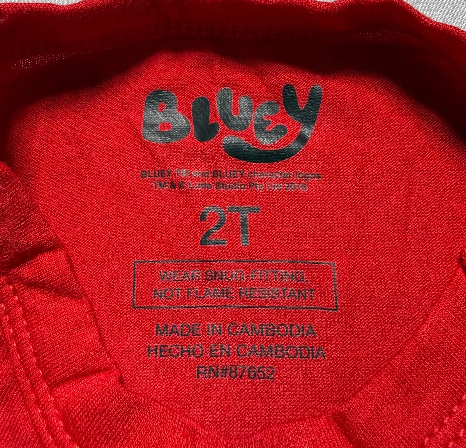 Bluey and Pretzel Character Valentines 2-Piece Pajama Set Toddlers 2T Red Comfy