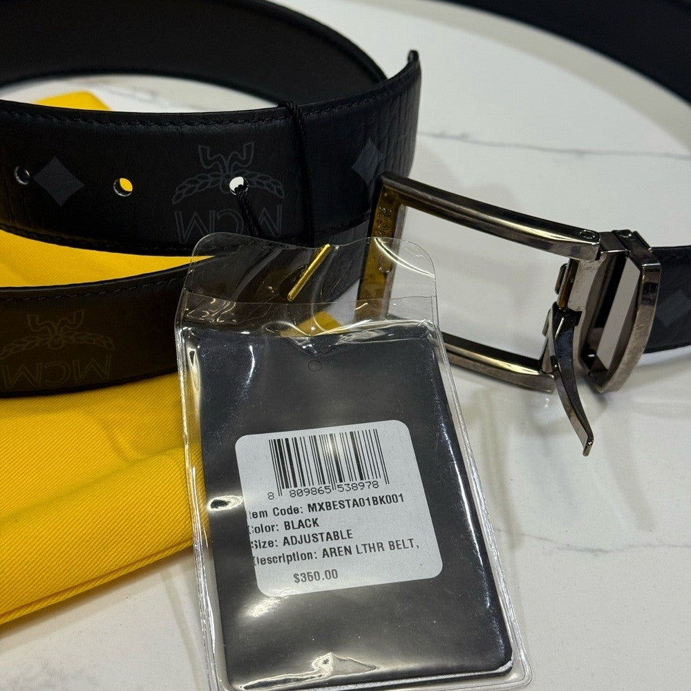 MCM Black AREN Men's Black Leather Reversible Belt