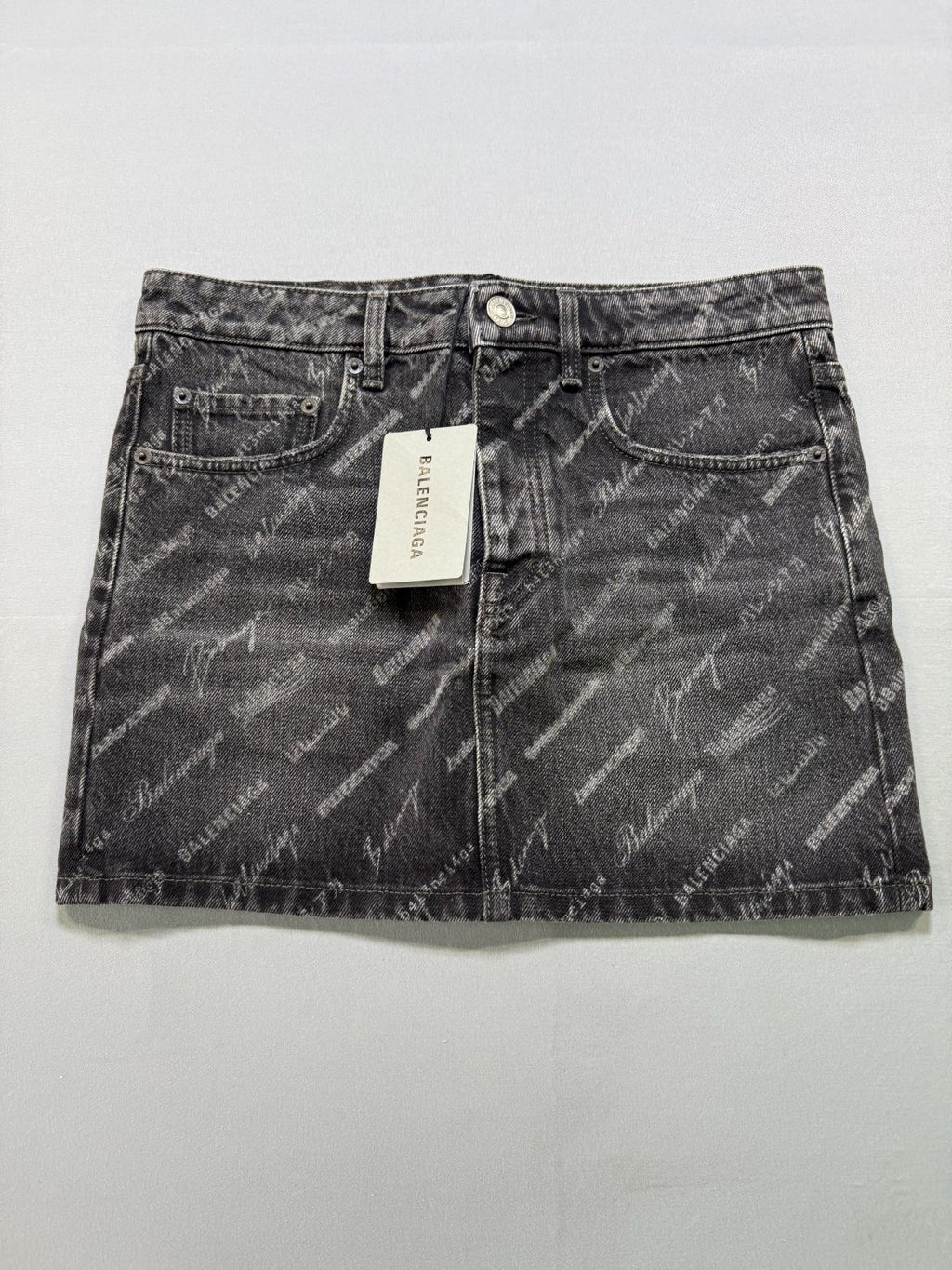 NWT Balenciaga Mini Denim Skirt Women's 36 Charcoal Gray 5-Pockets Casual Wear