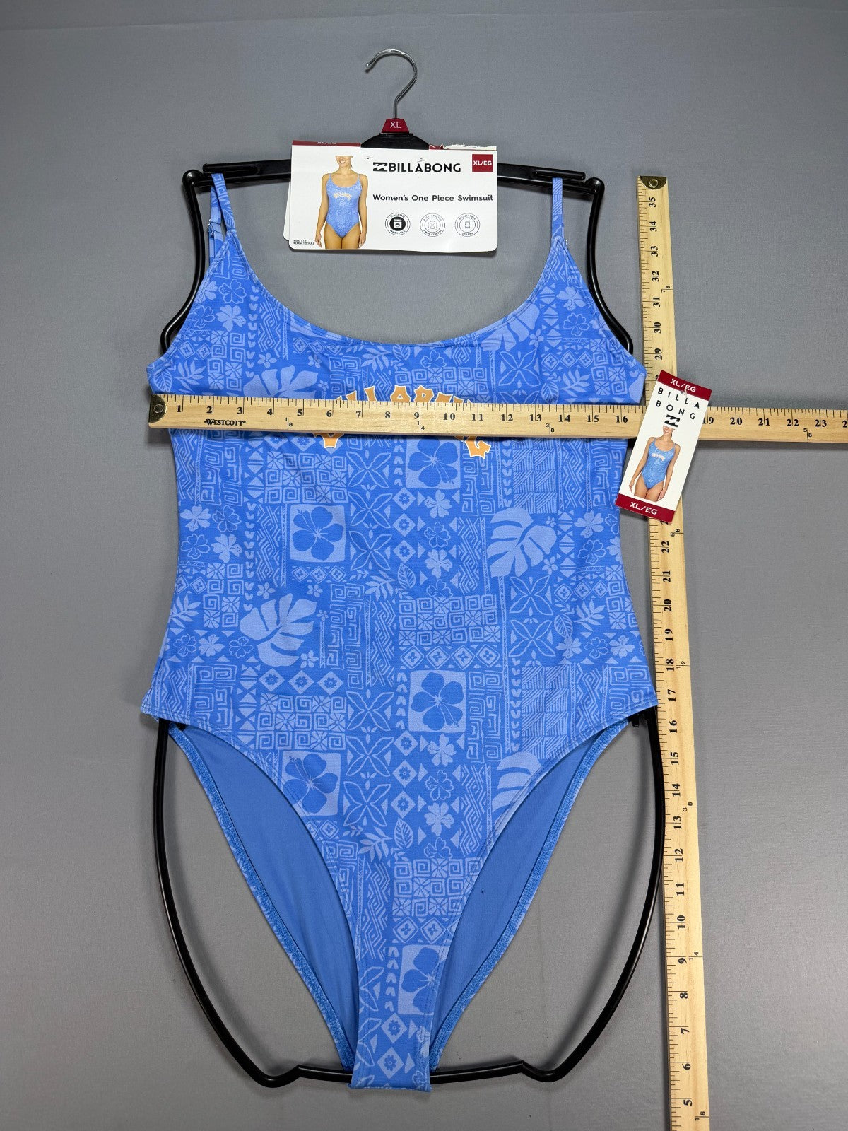 NWT Billabong One-Piece Swimsuit Women XL Blue Sleeveless Stretch Summer Beach
