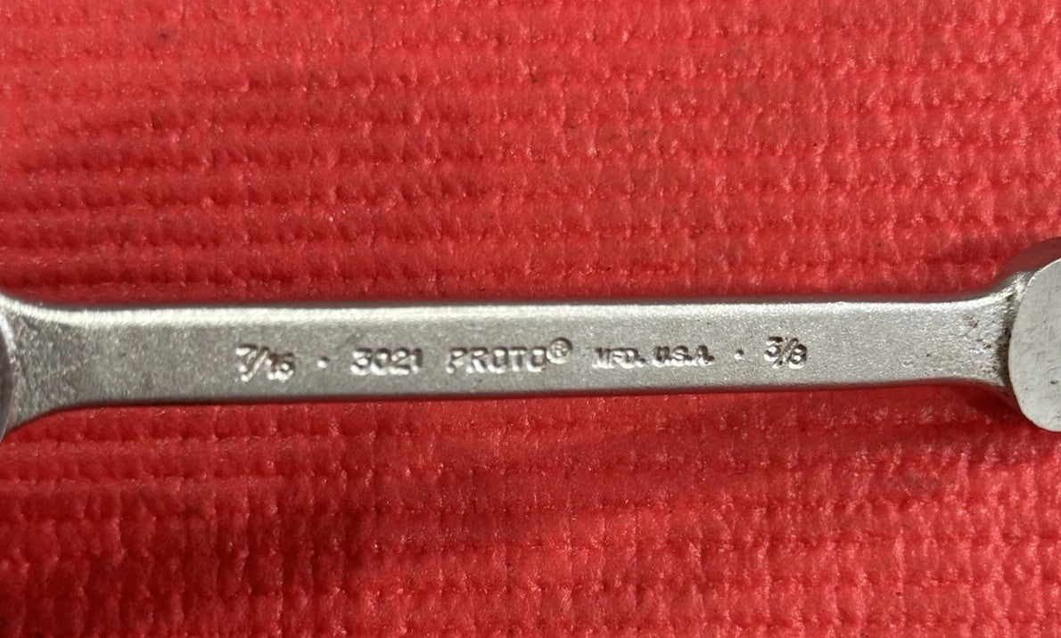 Vintage PROTO TOOLS 3021, 7/16" X 3/8" Open-End Wrench Made In USA