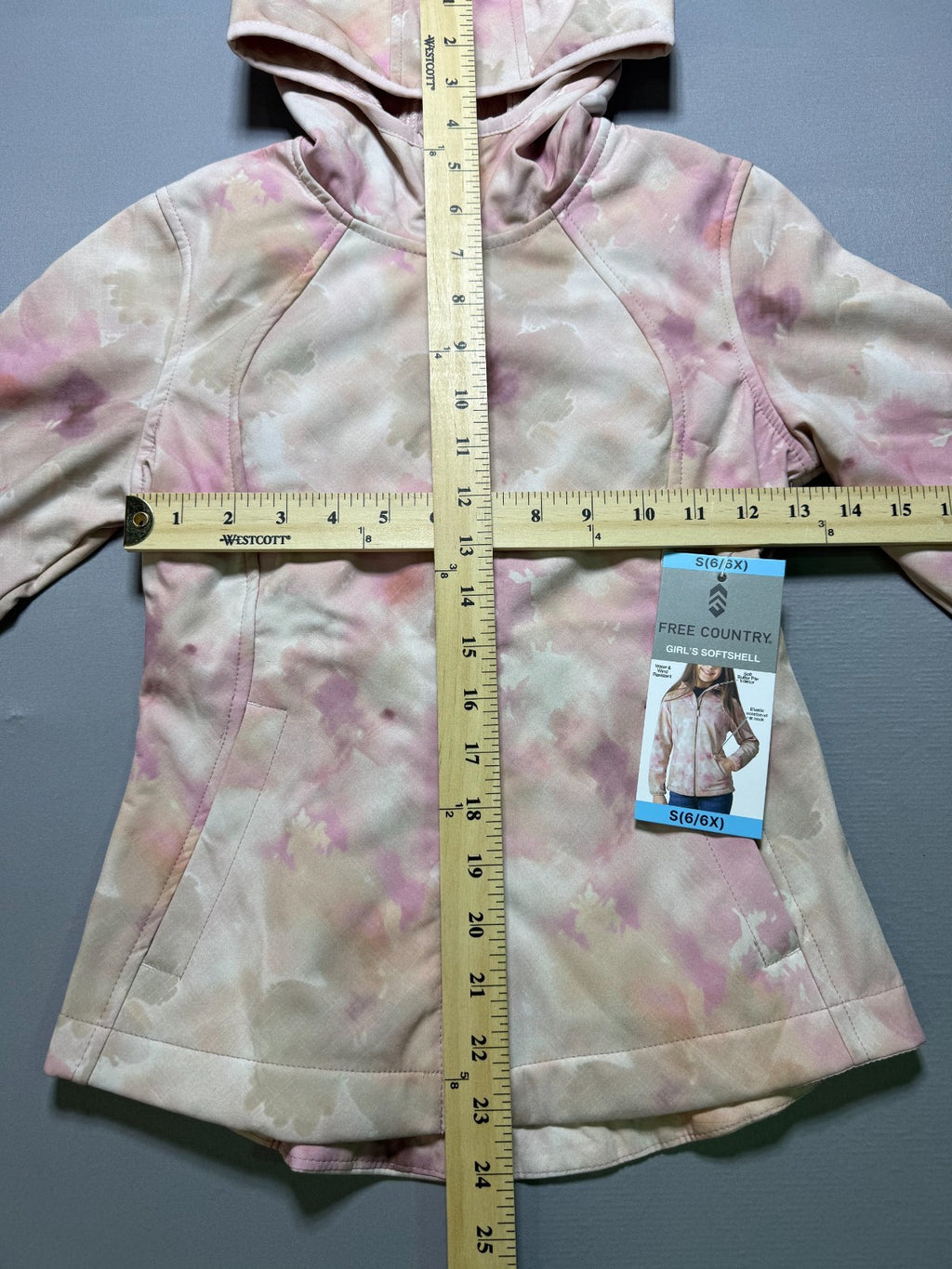 NWT Free Country Vertex Softshell Jacket Girls Small (6/6X) Pink Full Zip Hooded