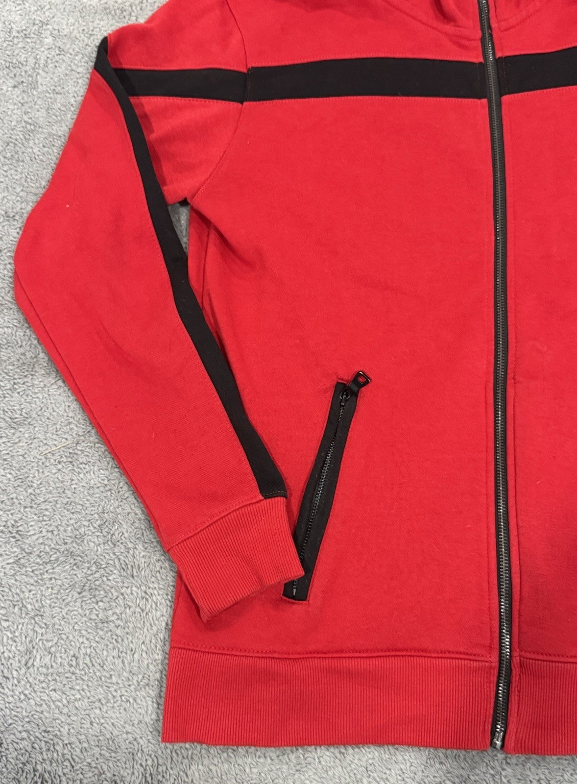 JORDAN CRAIG Hoodie Full Zip Jacket With Pockets Red & Black Mens Size L Large