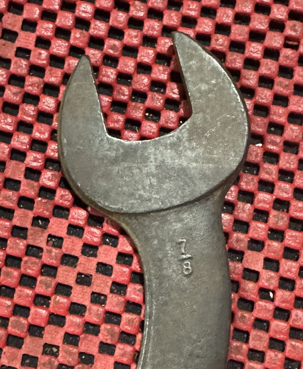 Vintage Fulton C1 Curved "S" Shaped, Open End Wrench 7/8”x 25/32” Made In USA N5