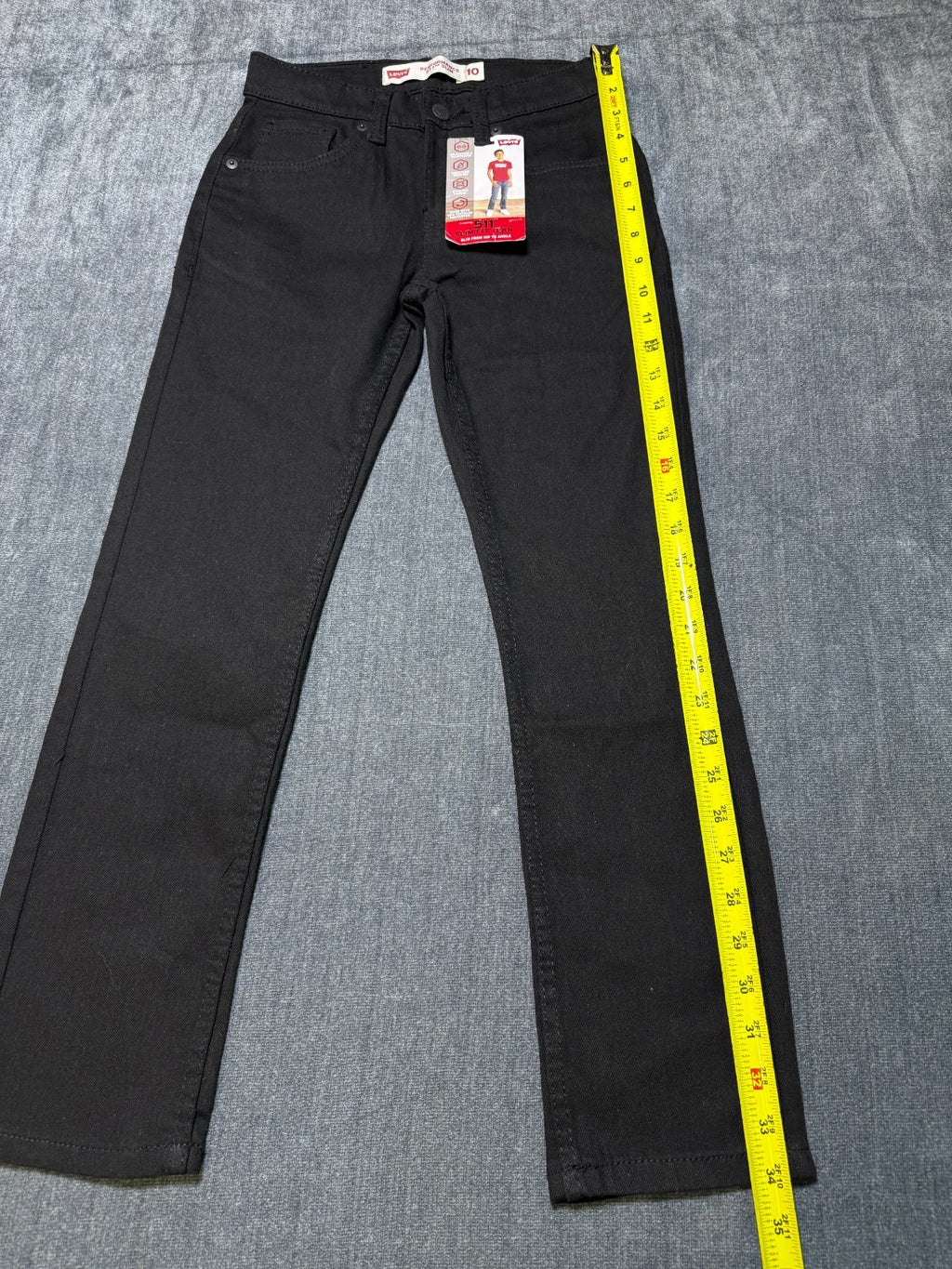 NWT Levi's 511 Slim Fit Performance Jeans Boys 10 Black Denim Stretch Straight