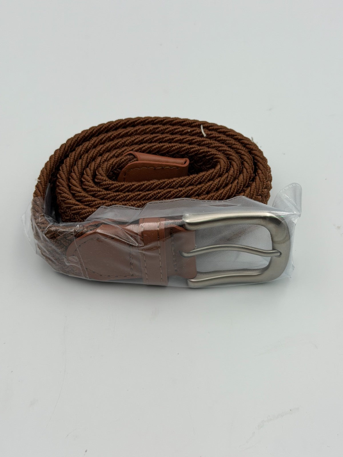 NWT Mugsy Stretch Belt Men's Brown Comfortable Elastic Woven Casual - One Size
