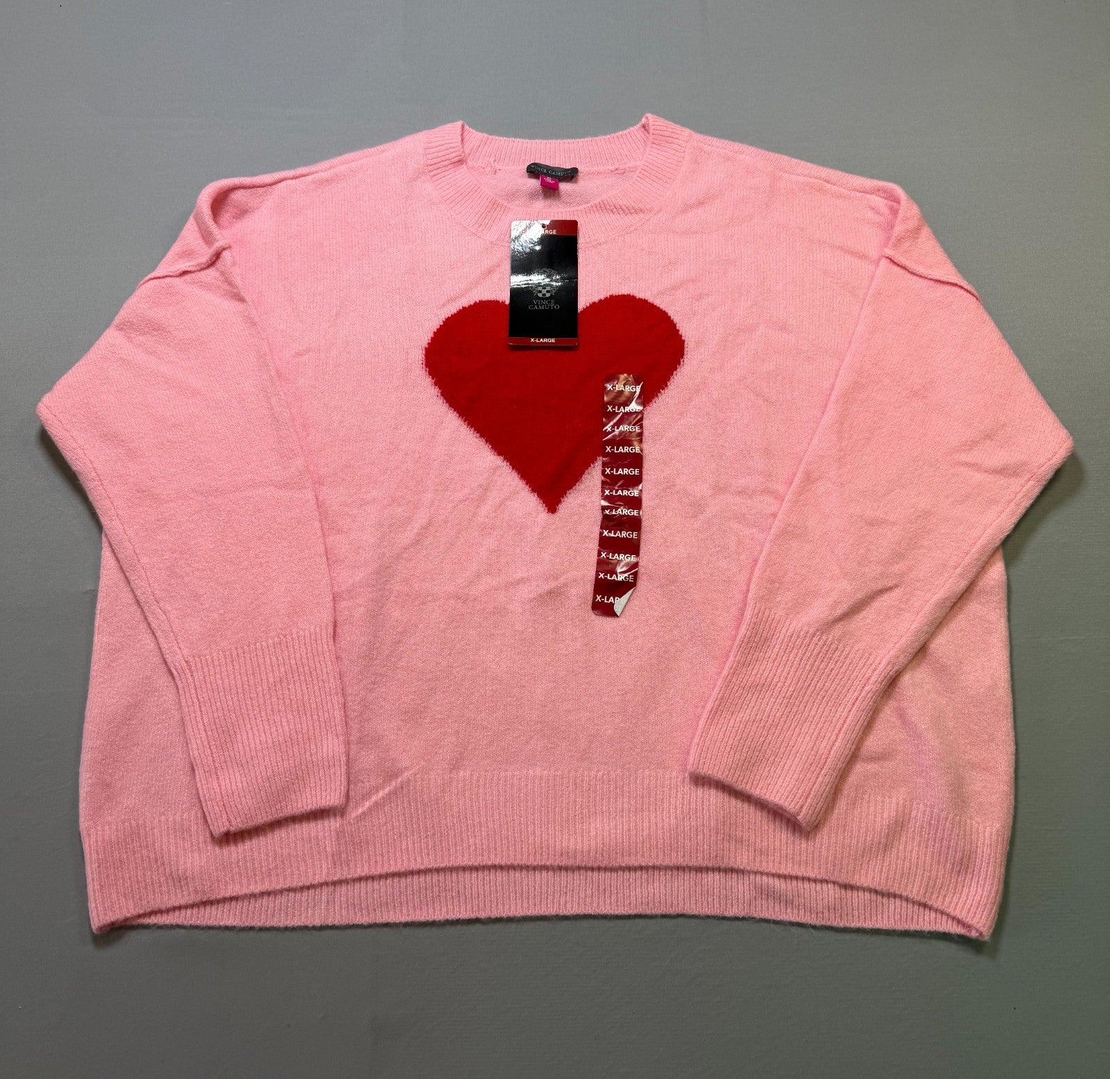 NWT Vince Camuto Valentine's Pullover Sweater Women's X-Large Pink Long Sleeve
