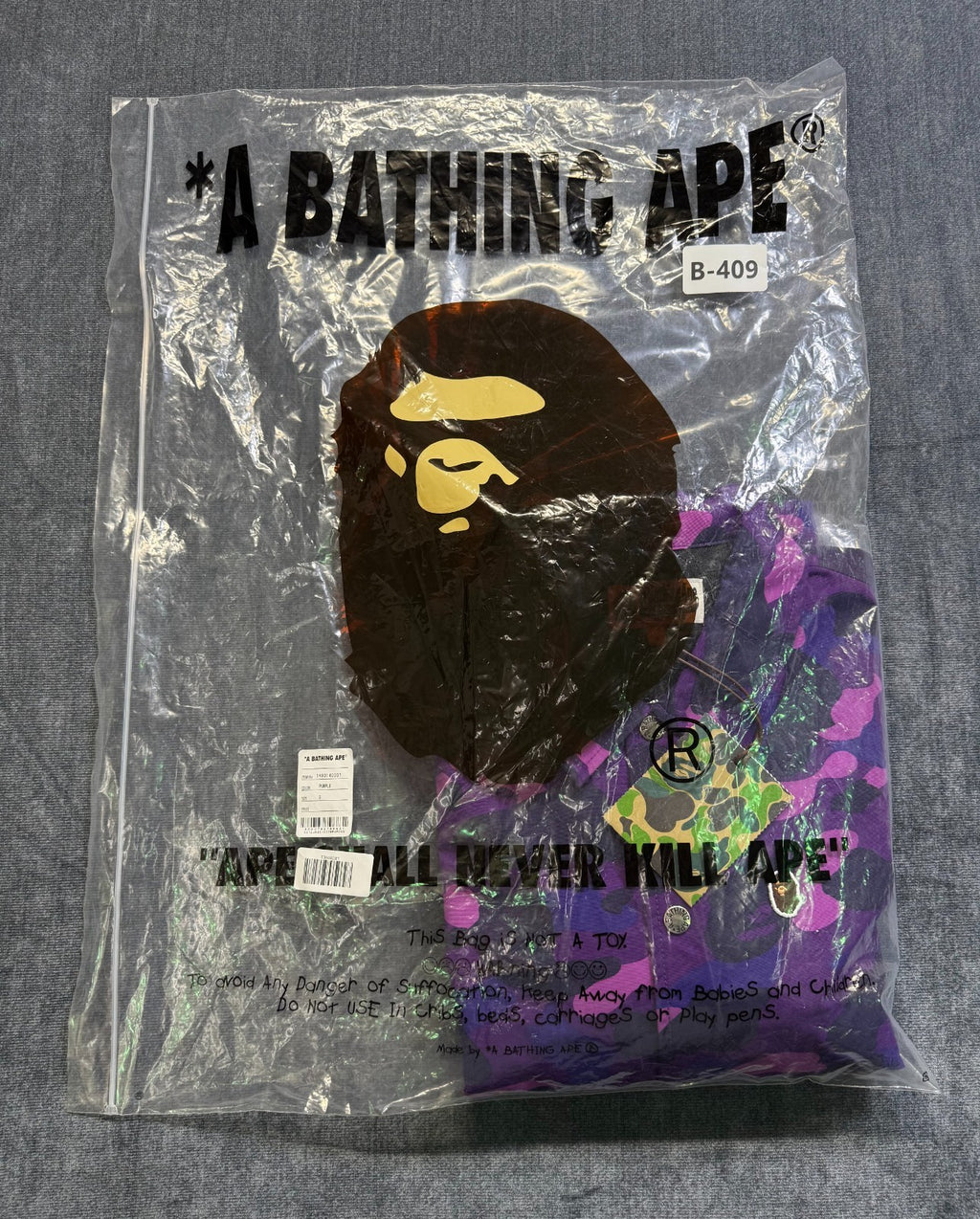 NWT A Bathing Ape Camo Coach Jacket Men's Small Pink Purple Long Sleeve Casual