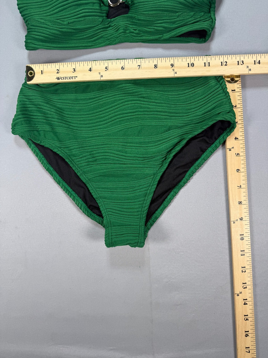 Eytino High Waisted Textured Cutout Swimsuit Women Small Green Bikini Set Summer