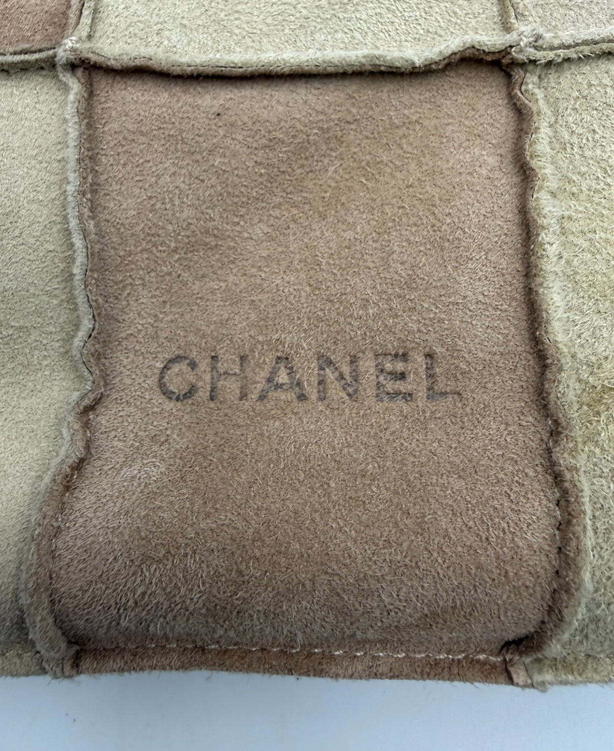 Chanel Patchwork Suede Tote Bag Women's Beige Multicolor Outdoor Shopping Bag