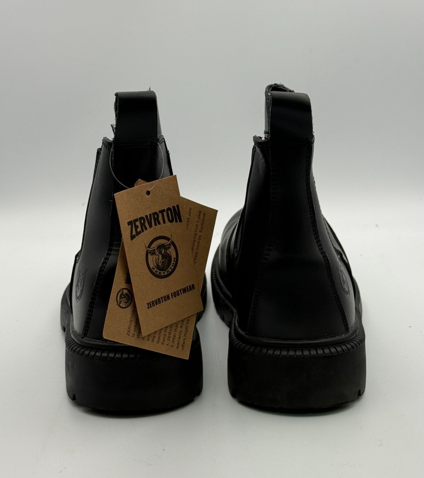 New Zervrton Steel-Toe Chelsea Work Boots Men's 9 Black Leather Pull-On Outdoor