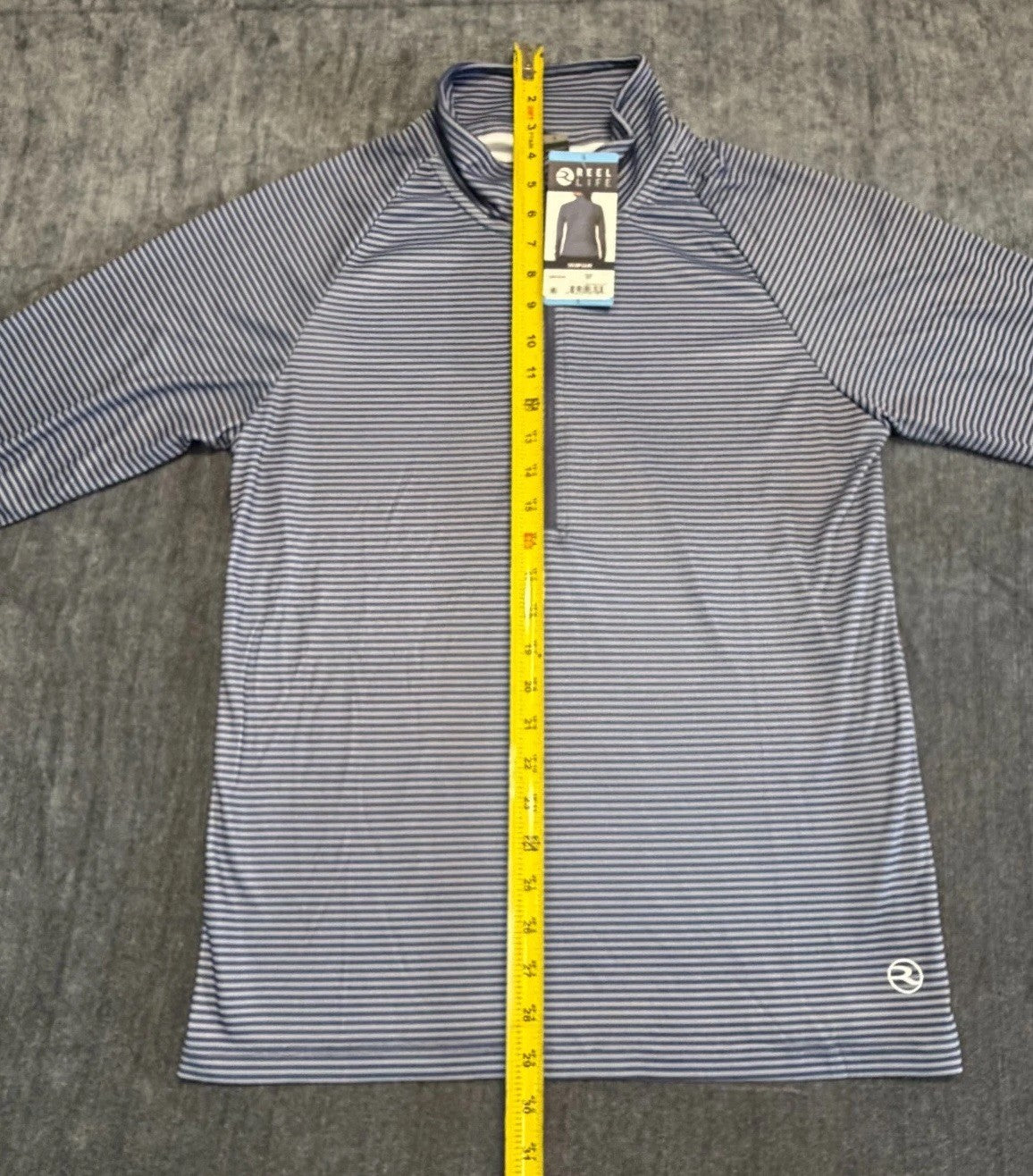 NWT Reel Life 1/2 Zip Long Sleeve UV Shirt Women’s Large Blue Striped Pullover