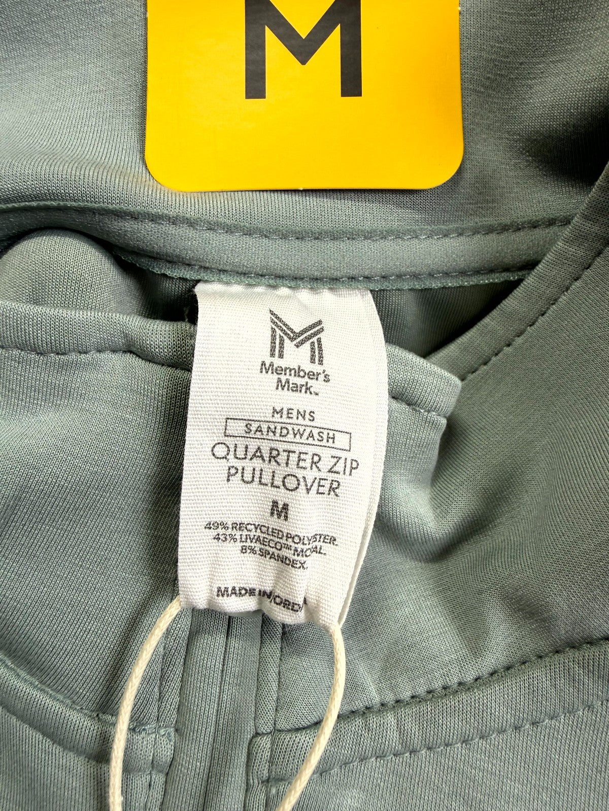 NWT Member's Mark Men’s Sandwash Quarter-Zip Pullover Sweatshirt Medium Green