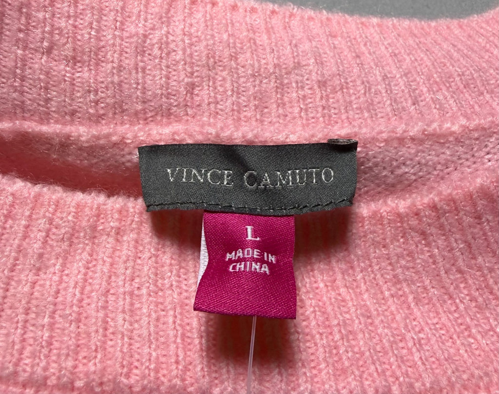 NWT Vince Camuto Valentine's Pullover Sweater Women's Large Pink Long Sleeve