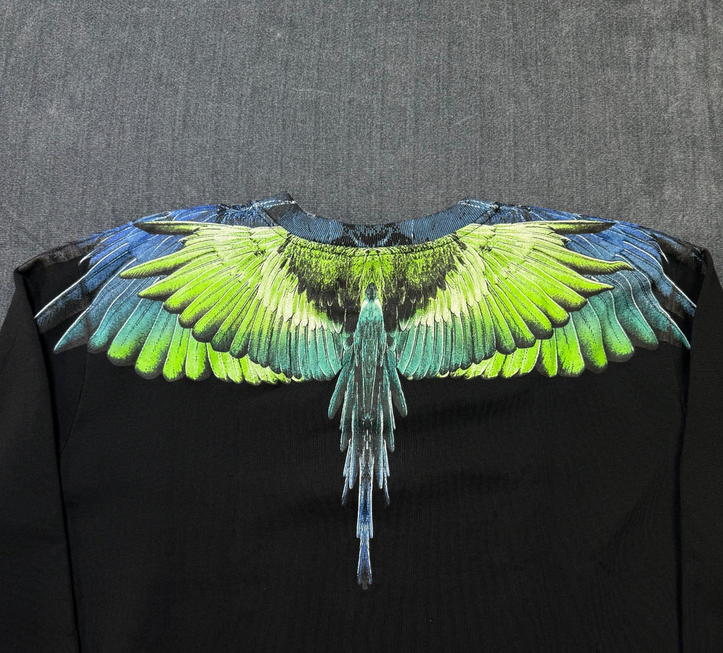 NWT Marcelo Burlon Icon Wings Sweatshirt Men's XL Black Regular Fit Crewneck