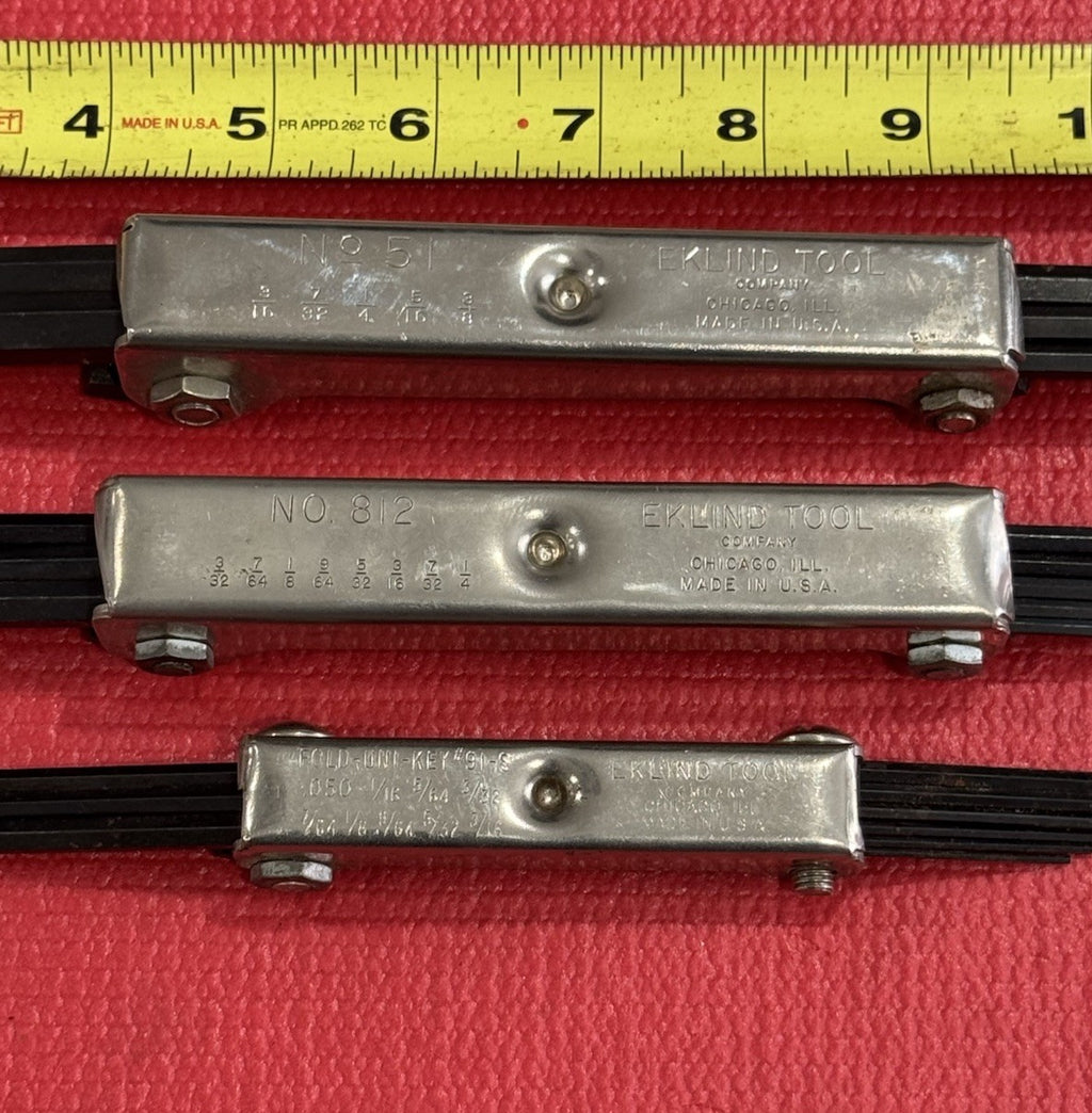 EKLIND TOOLS FOLDING HEX KEY ALLEN WRENCHES No.51,812,91-S  Chicago USA 3 Pc Lot
