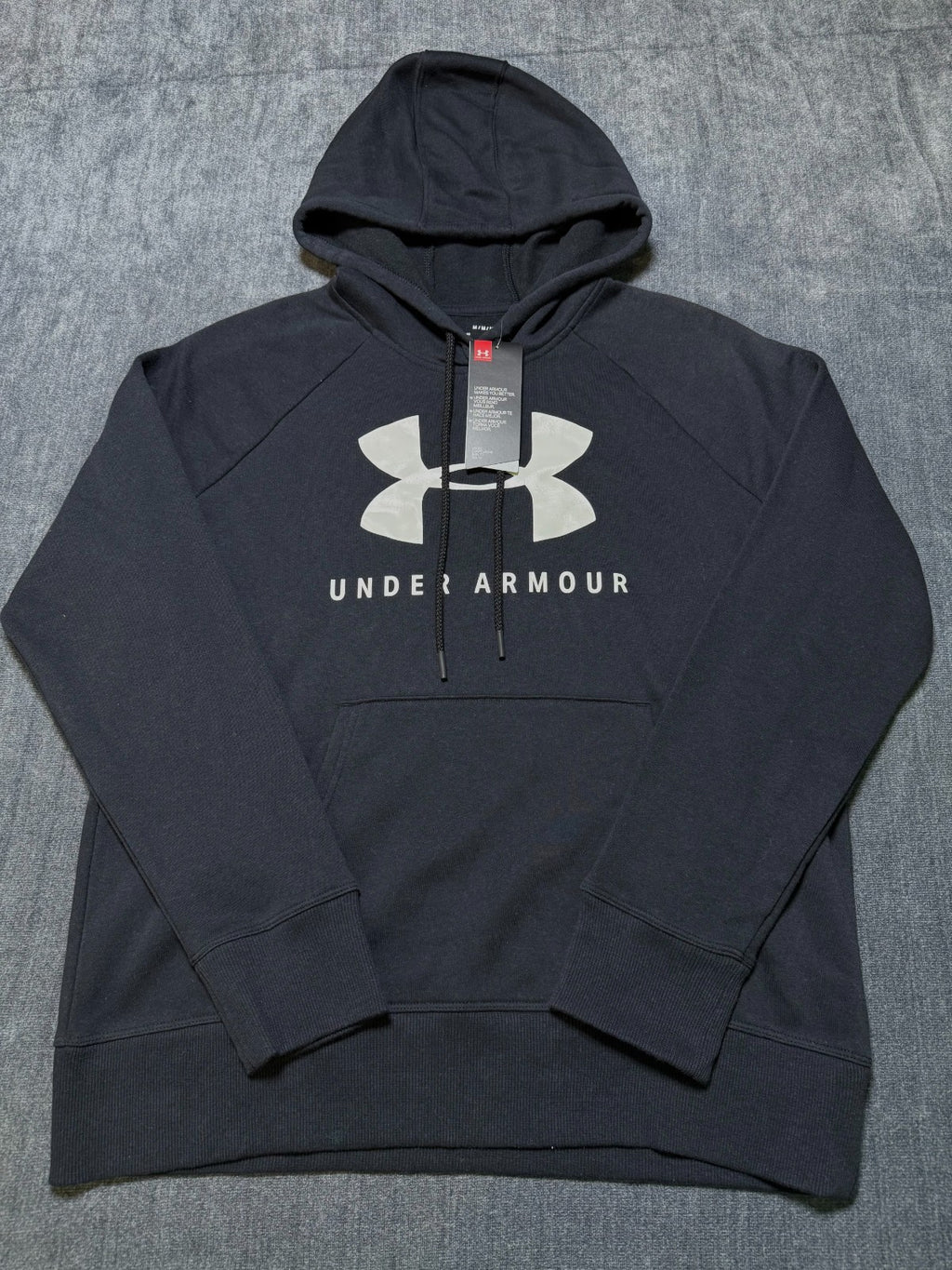 NWT Under Armour Rival Fleece Big Logo Hoodie Women’s Medium Black Pullover Y2K