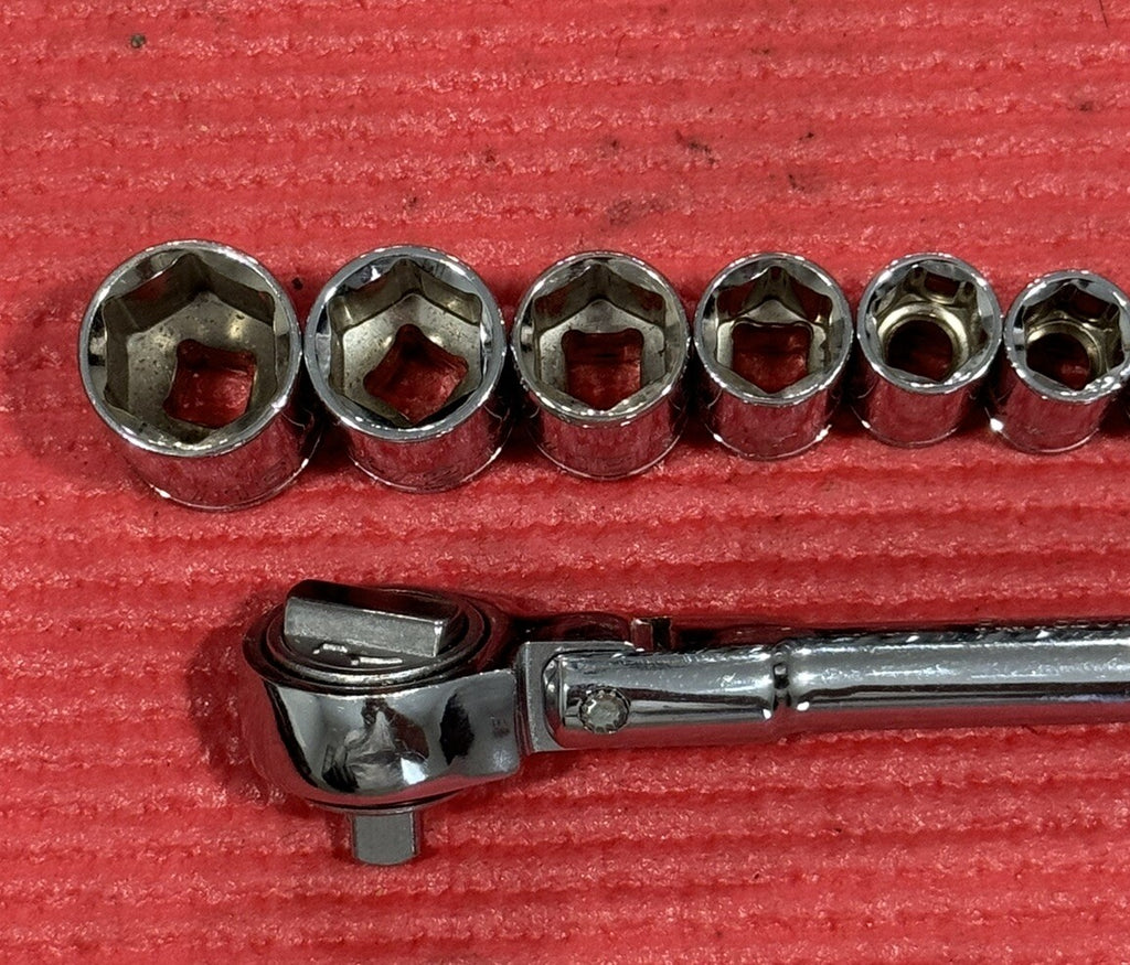 Pittsburgh Pro New 11pc Set 1/4” Drive Stubby Flex Ratchet & SAE Sockets 6pt Set