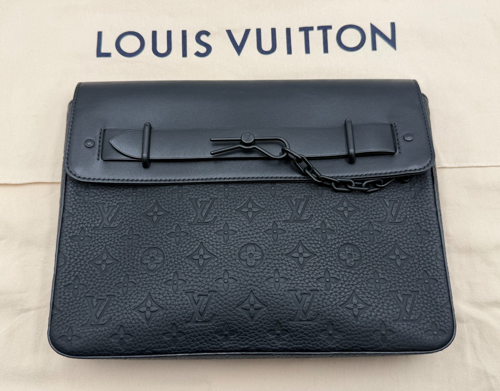 Louis Vuitton Pochette Steamer Monogram Taurillon Leather Shoulder Bag Authentic