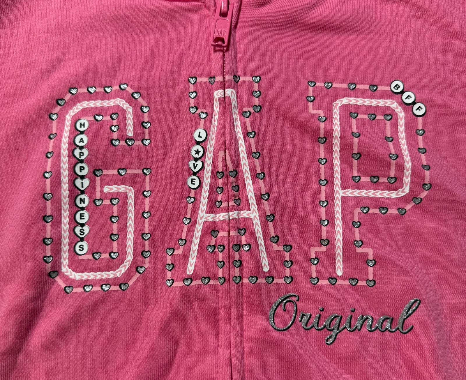 Gap Friendship Bracelet Design Full Zip Hoodie Girls Medium (7/8) Pink Preppy