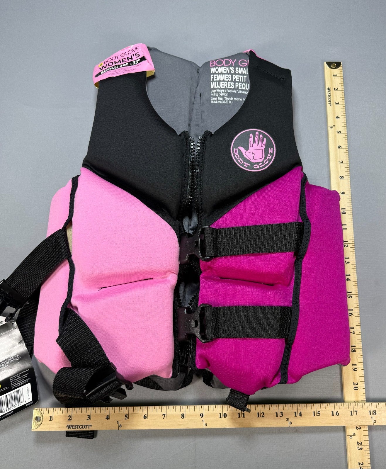 NWT Body Glove Segmented PFD Life Jacket Women's Small Black Pink Lightweight