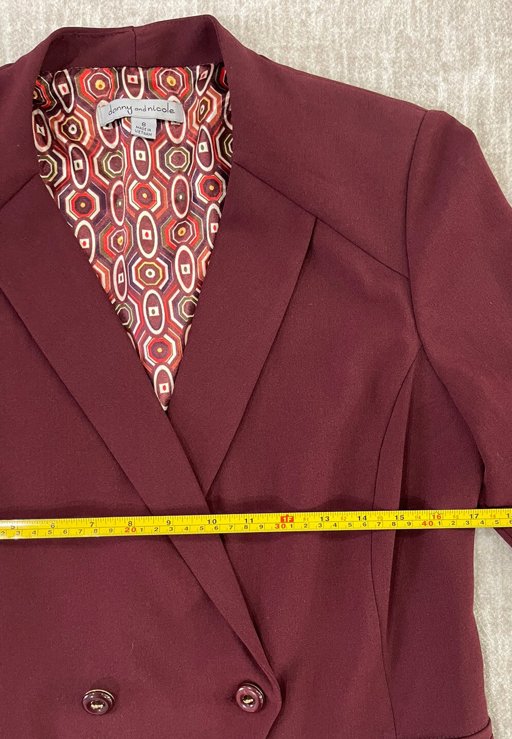 Danny & Nicole Burgundy Blazer Suit/ Jacket Top Size 8