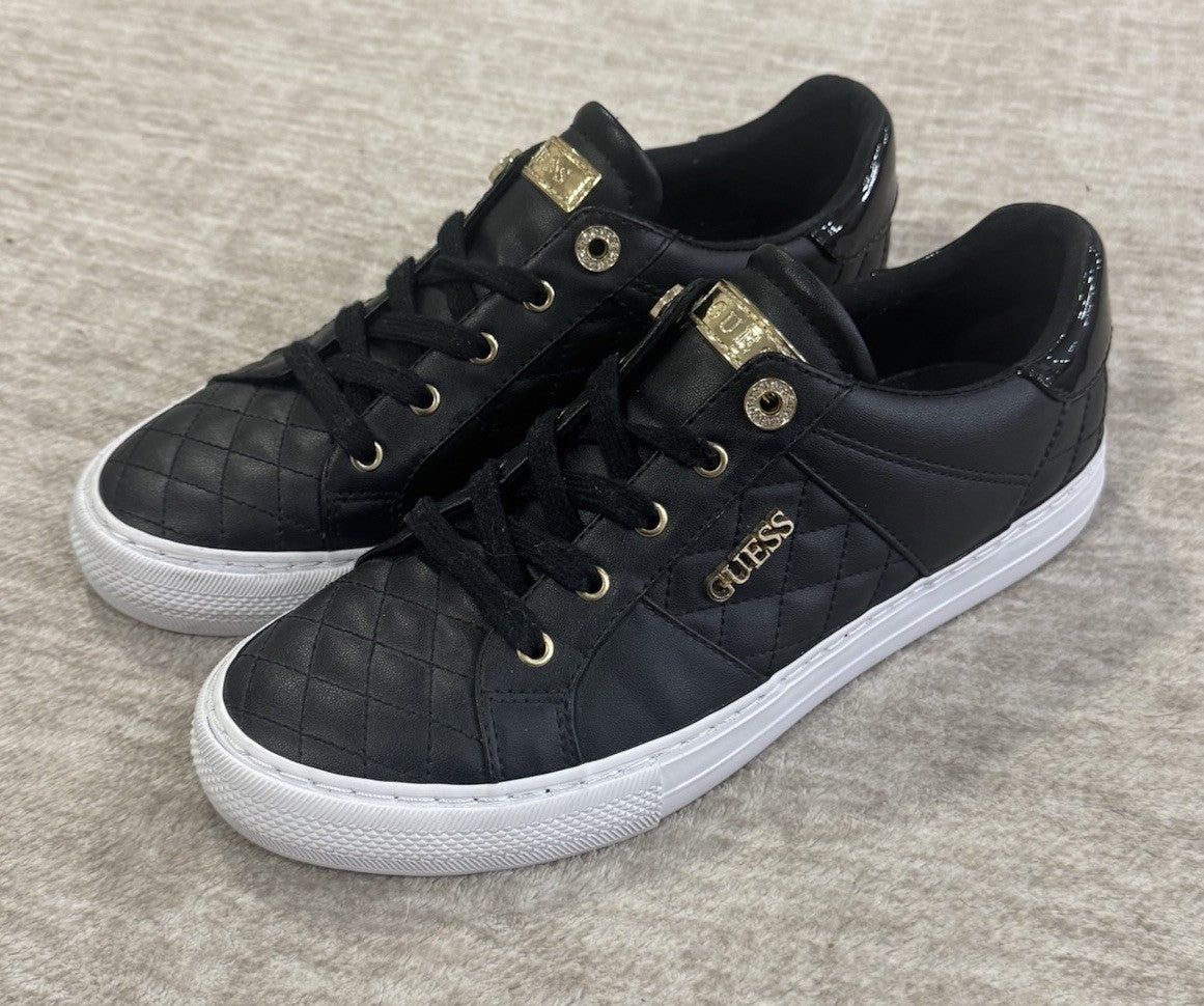 Guess GW Loven Womens Black/White/Gold Low Top Lace Casual Sneaker Size 9.5 M