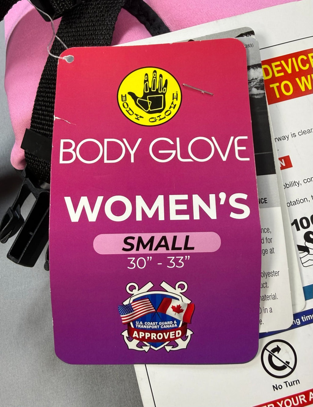 NWT Body Glove Segmented PFD Life Jacket Women's Small Black Pink Lightweight
