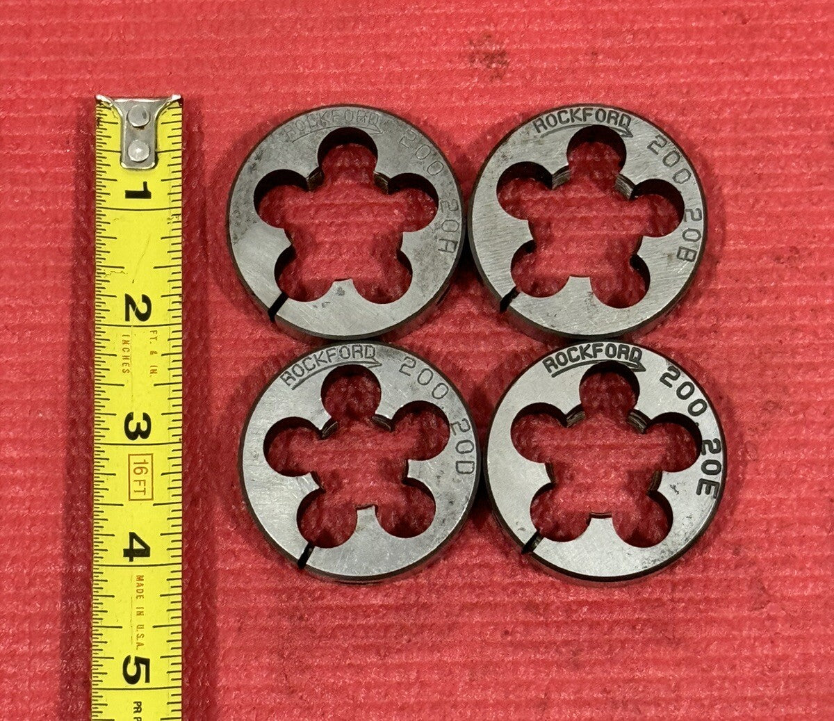 ROCKFORD 200 straight pipe split die 4 Pc Set 20A,20B,20D,20E