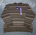 NWT Land's End Long Sleeve Knitted Crew Neck Fair Isle Sweater Men's 2XL Brown