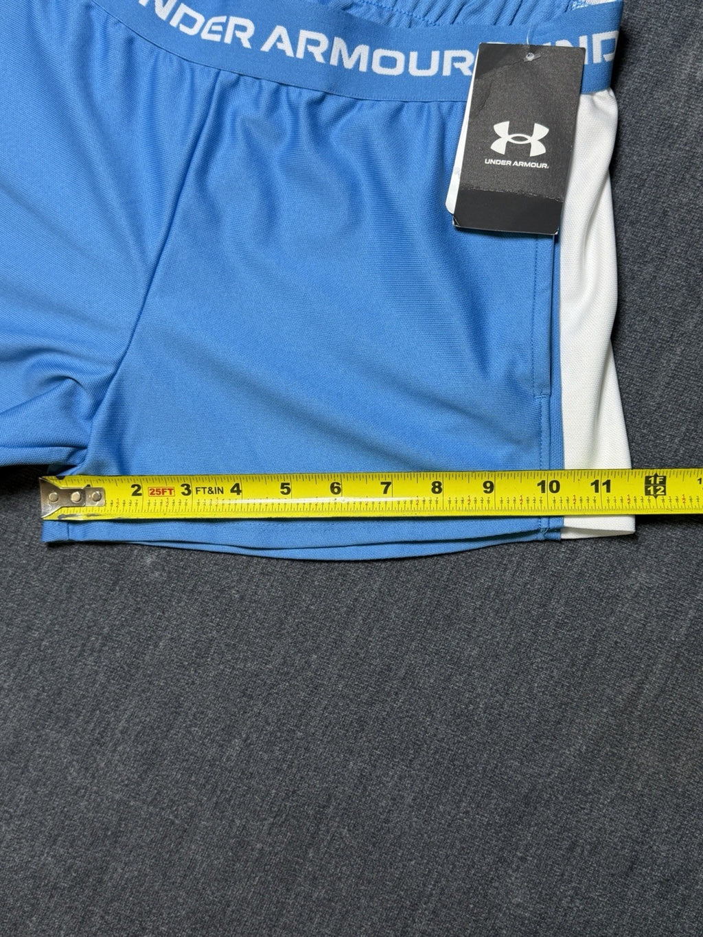 NWT Under Armour Tech Play Up Shorts Girls size YXL Ether Blue Drawstring