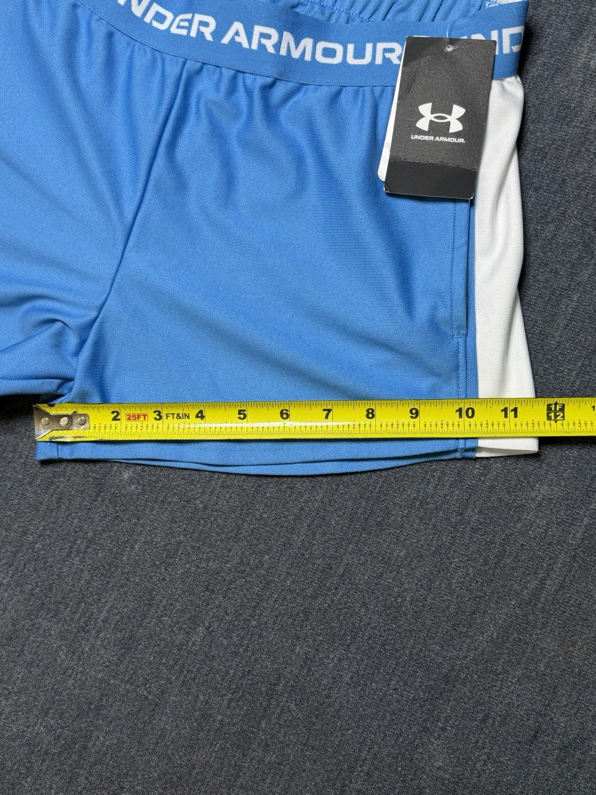 NWT Under Armour Tech Play Up Shorts Girls size YXL Ether Blue Drawstring