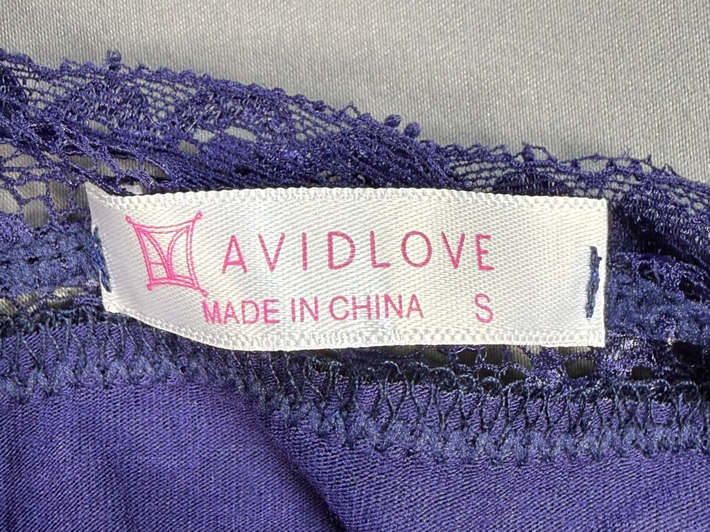 Avidlove Lace Chemise Sleepwear Lingerie Women's Small Navy Blue Valentines Day