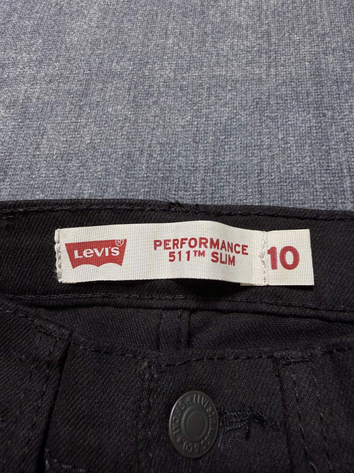 NWT Levi's 511 Slim Fit Performance Jeans Boys 10 Black Denim Stretch Straight