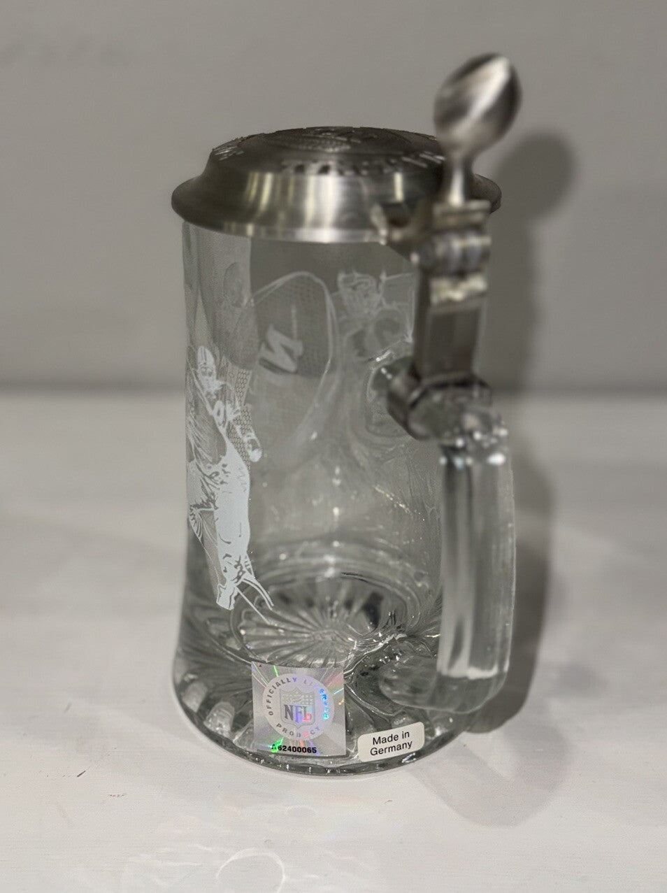 NFL National Football League Licensed Germany Bar Ware Etch Glass Beer Stein Mug