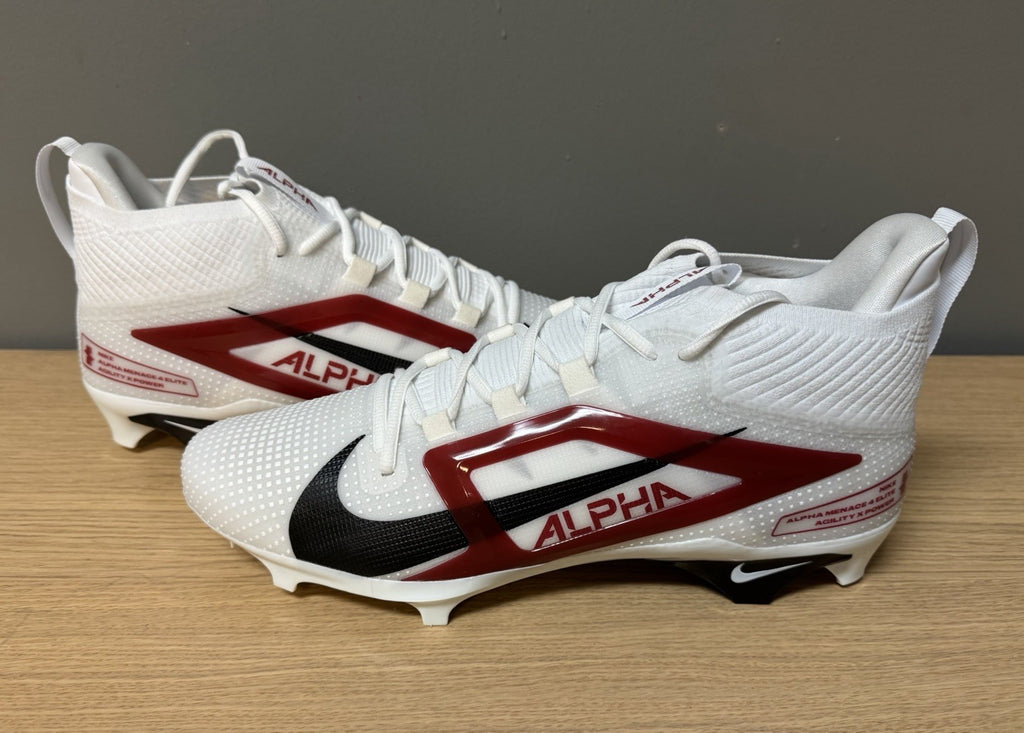 NEW Nike Alpha Menace 4 Elite Football Cleats White | Red MEN'S SIZE 13.5