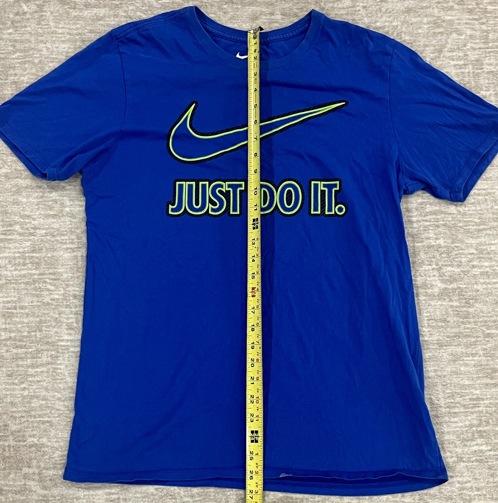 Nike Mens "Just Do It" Blue w/Green Checkmark Graphic T-shirt Size Large